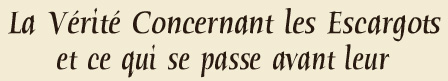 La v�rit� concernant les Escargots et ce qui se passe avant leur